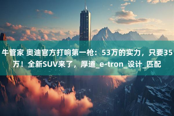 牛管家 奥迪官方打响第一枪：53万的实力，只要35万！全新SUV来了，厚道_e-tron_设计_匹配